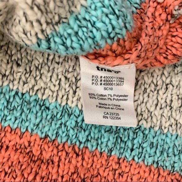 Aritzia TNA Cotton Baja Sweater Pullover Hoodie pullover Orange Blue Size XS - Picture 13 of 13